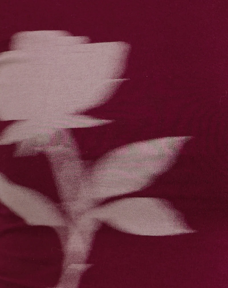 Amabon Long Sleeve Top in Burgundy Blurred Rose