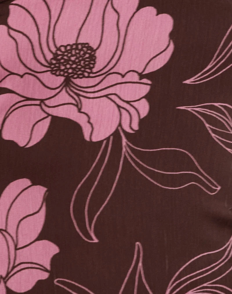 Varsha Bandeau Top in Flare Floral Pink Brown