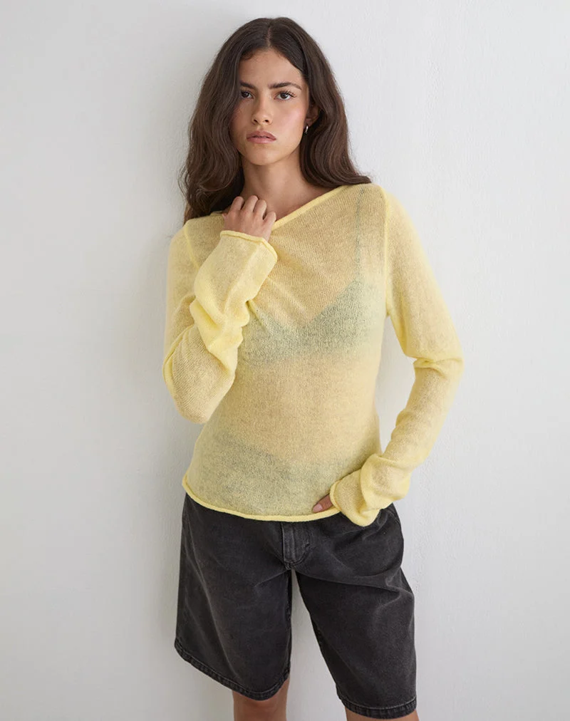 Haut à manches longues Aika en maille transparente Lemon