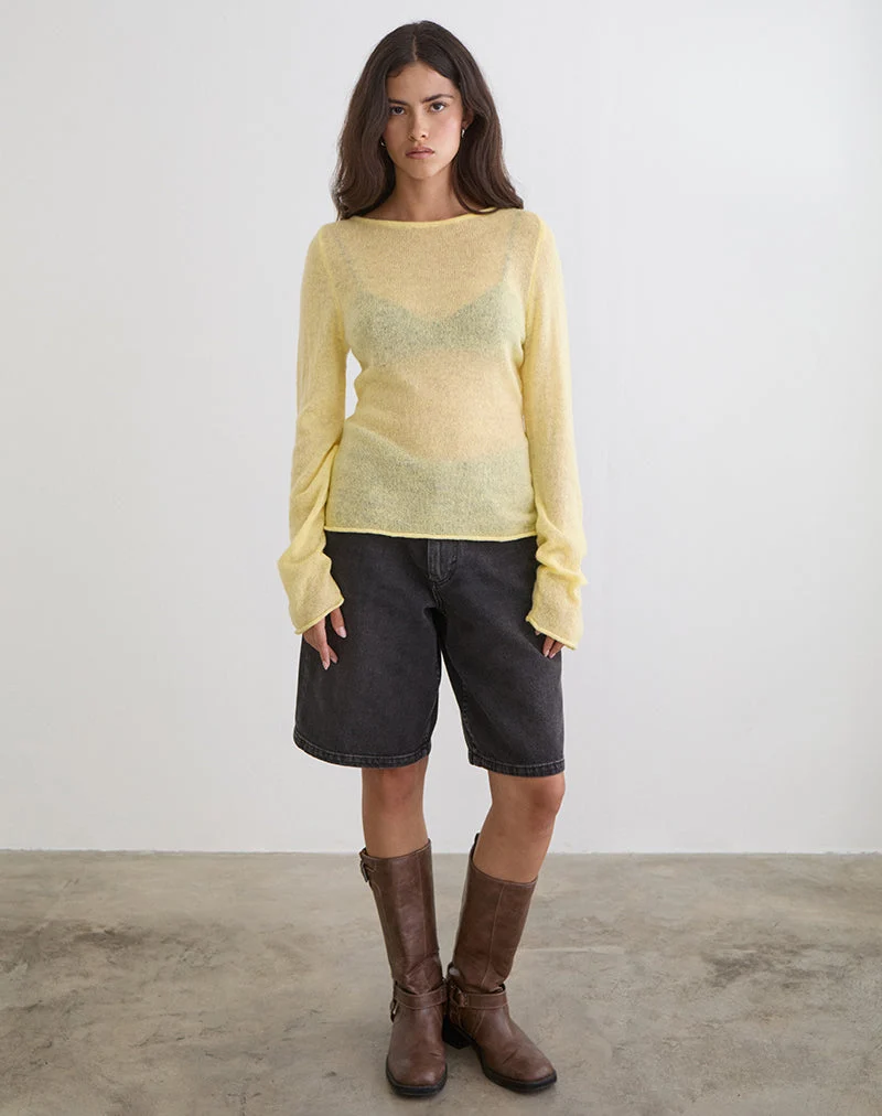 Haut à manches longues Aika en maille transparente Lemon