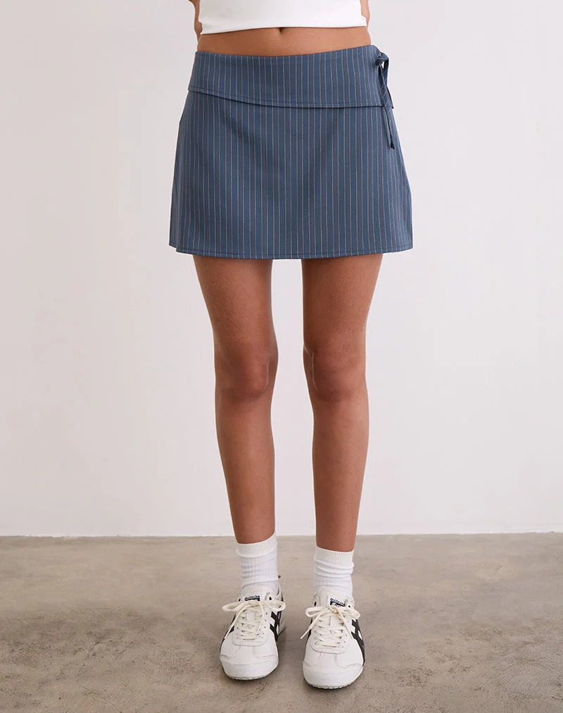 Jupe-short Ryker en stretch à rayures pinstripe Navy