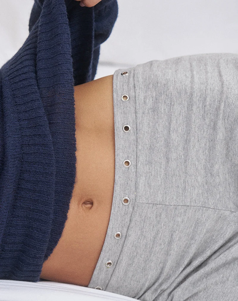 Pantalon à taille basse avec œillets Dorala en gris chiné