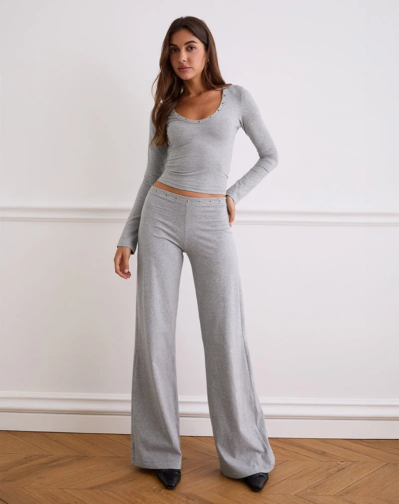 Pantalon à taille basse avec œillets Dorala en gris chiné
