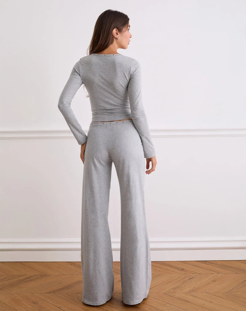 Pantalon à taille basse avec œillets Dorala en gris chiné