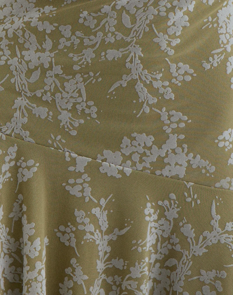 Mini-robe Ruhato couleur mousse pétale olive