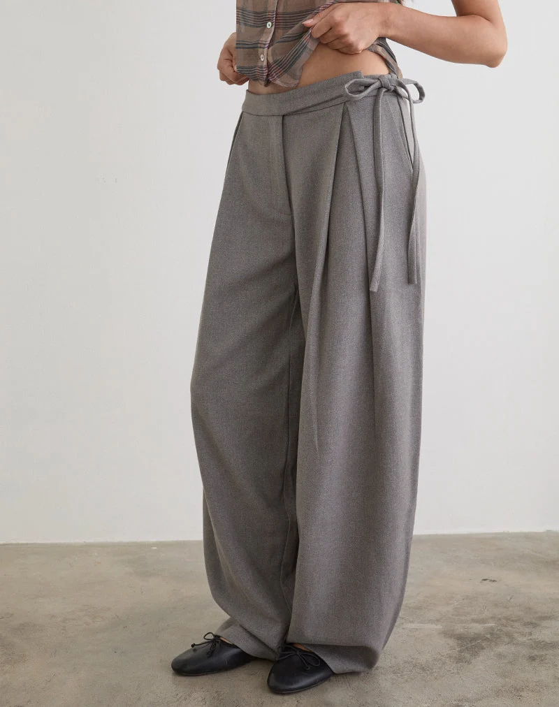Pantalon à taille nouée Arden, couleur gris tailleur