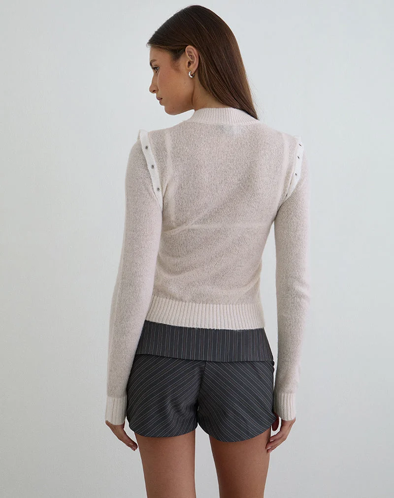 Pull à col roulé Bentala en maille écru