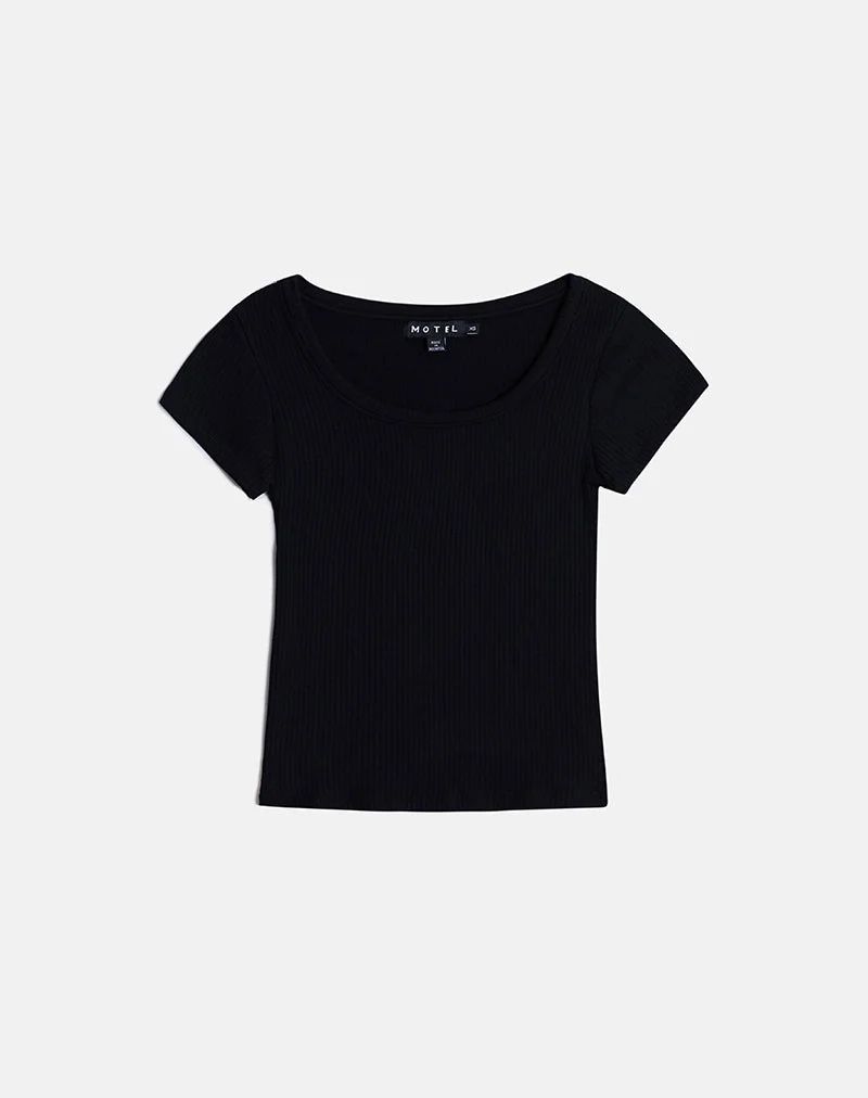 T-shirt Sumala en maille côtelée épaisse noire