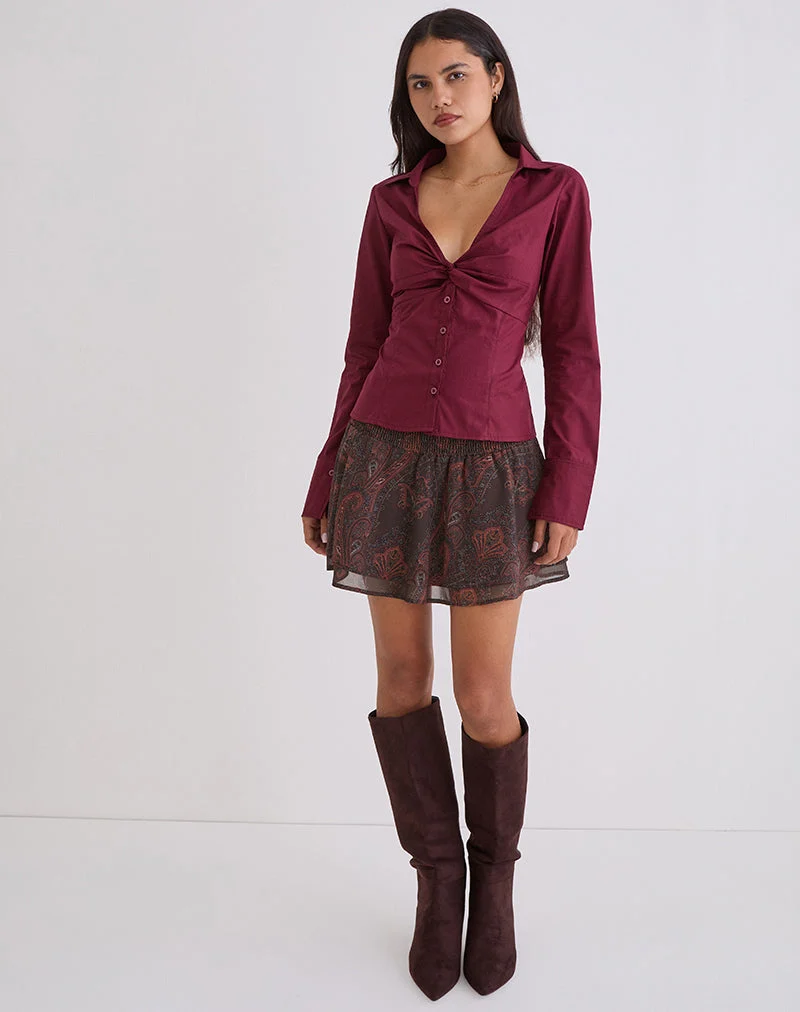 Chemise Karis en popeline bordeaux