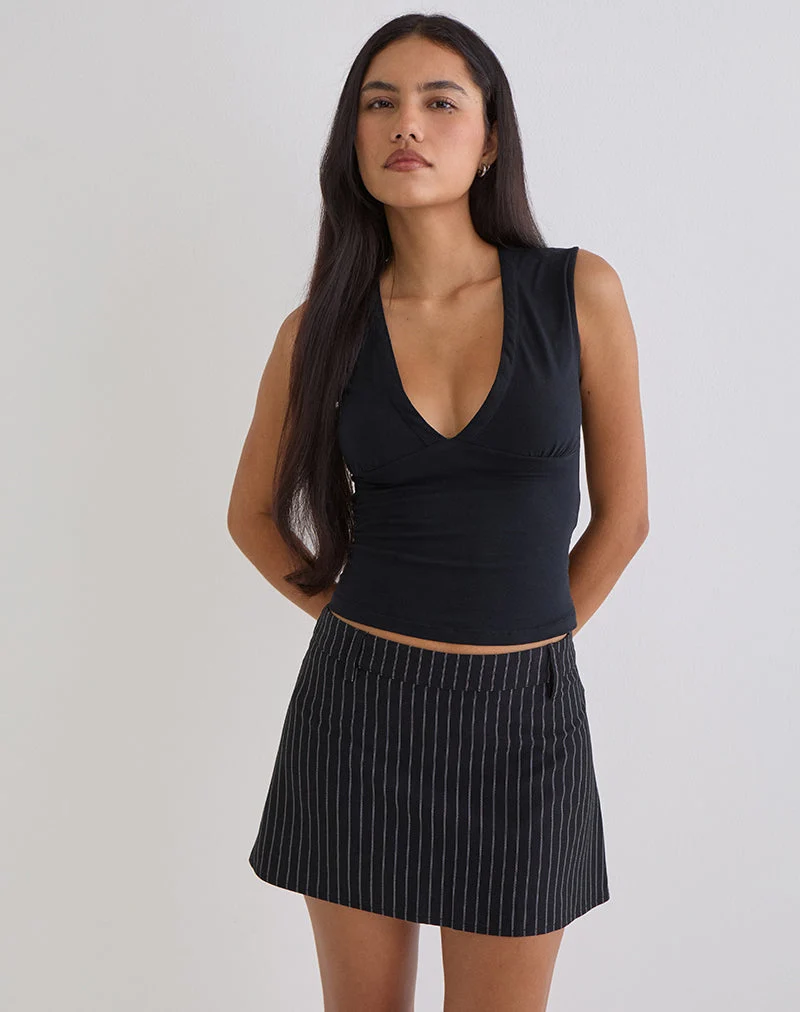 Mini-jupe Carlin en tissu rayé noir