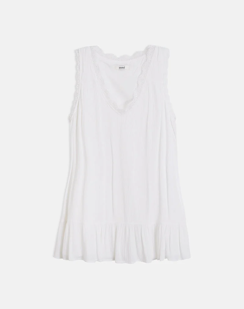 Mini-robe babydoll Manika à décolleté plongeant, en rayonne blanche