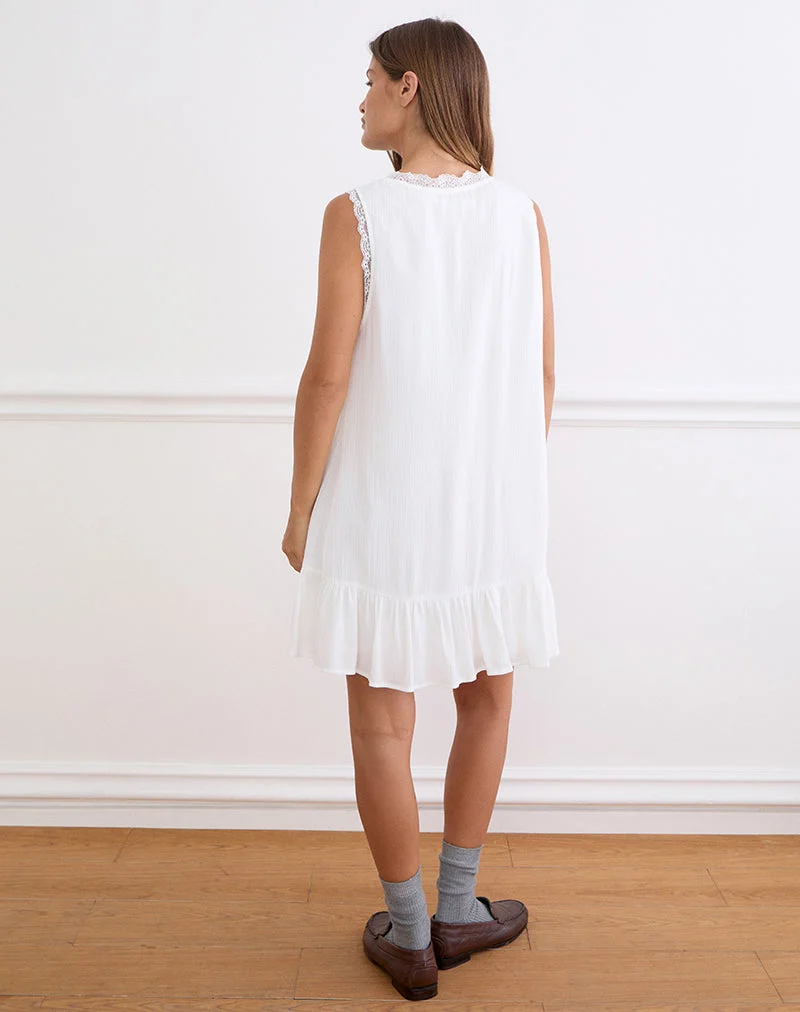 Mini-robe babydoll Manika à décolleté plongeant, en rayonne blanche