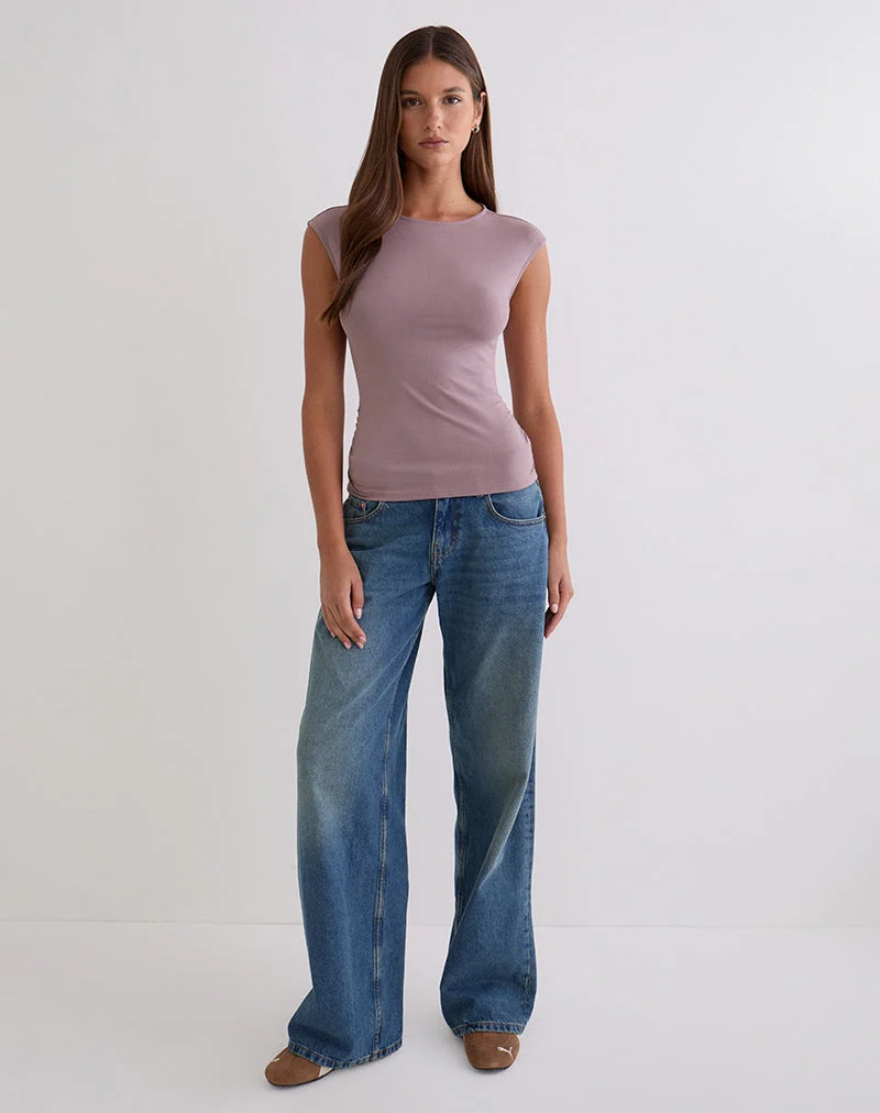 Haut Novia à fronces sur les côtés, couleur mauve poussiéreux