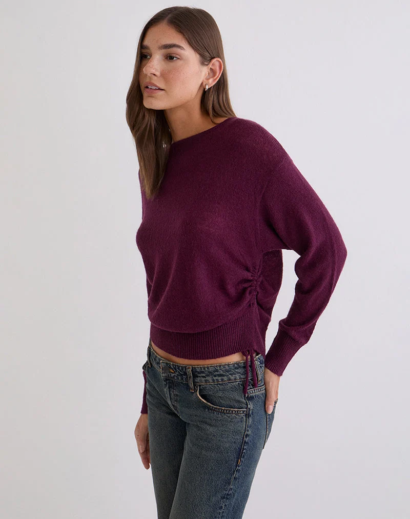 Haut en tricot à manches longues Grisha, couleur prune