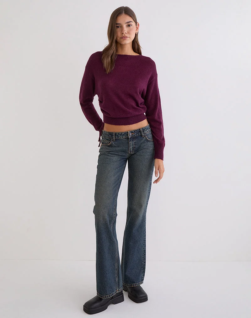 Haut en tricot à manches longues Grisha, couleur prune