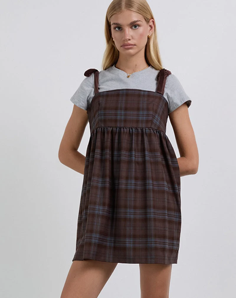 Mini robe Mikayla à carreaux bleus et bourgogne