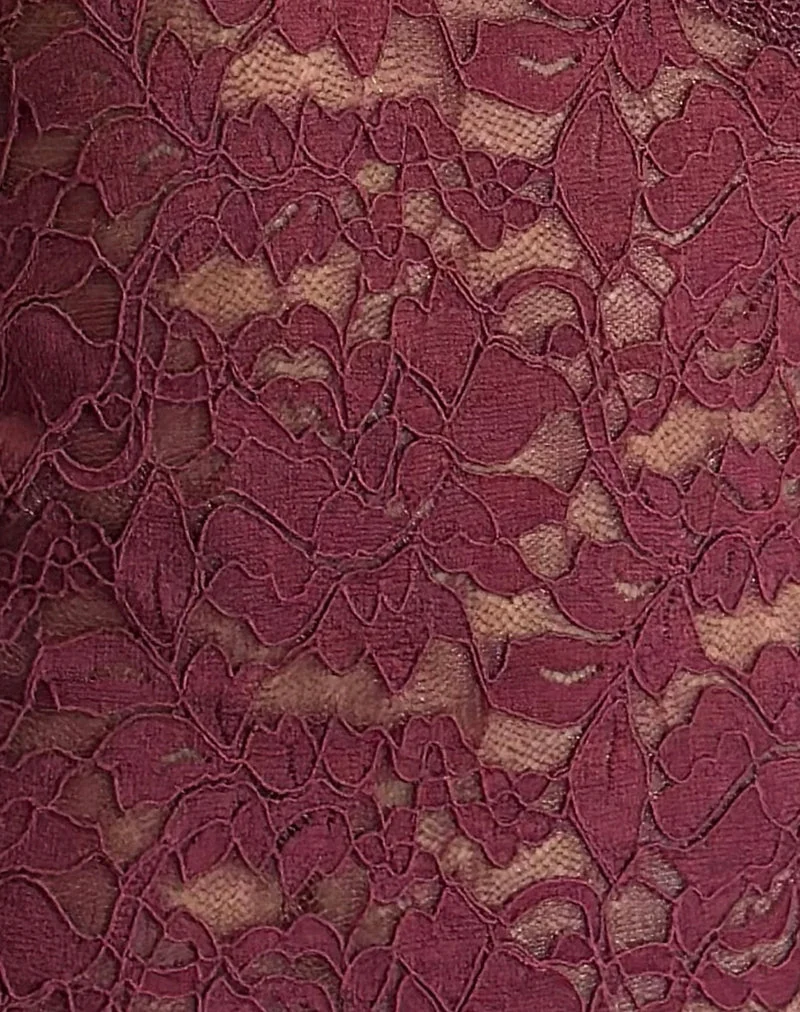 Top Lihat en dentelle bourguignonne avec bordure rose