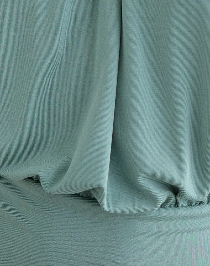 Haut Miruna à col bénitier, couleur gris aqua