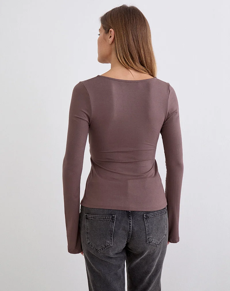 Haut croisé Lamae, couleur taupe foncé