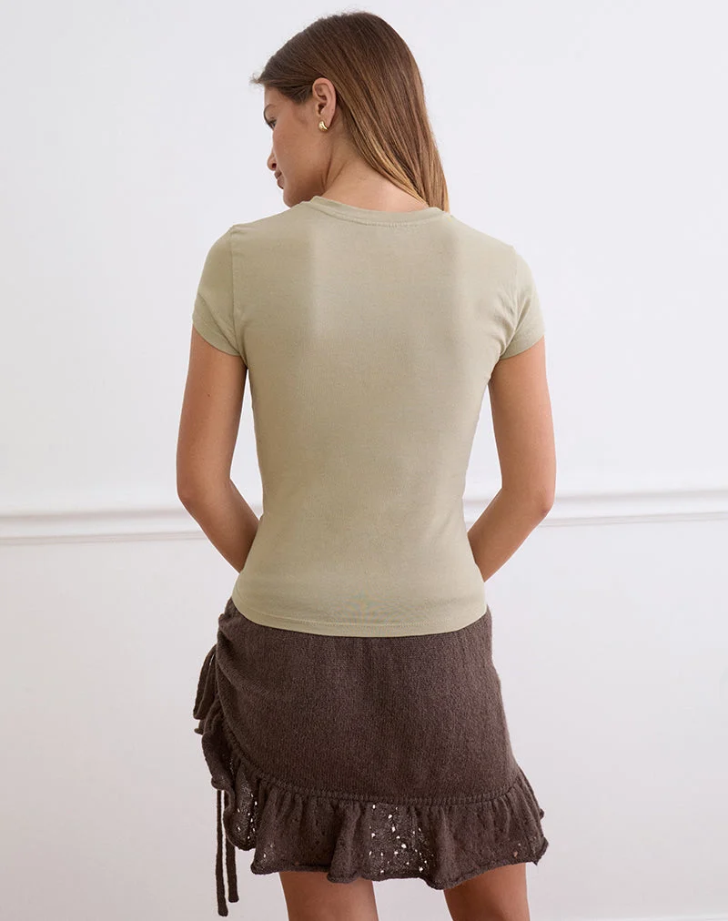 T-shirt Tiona vert ardoise à imprimé « Blurry Lily »