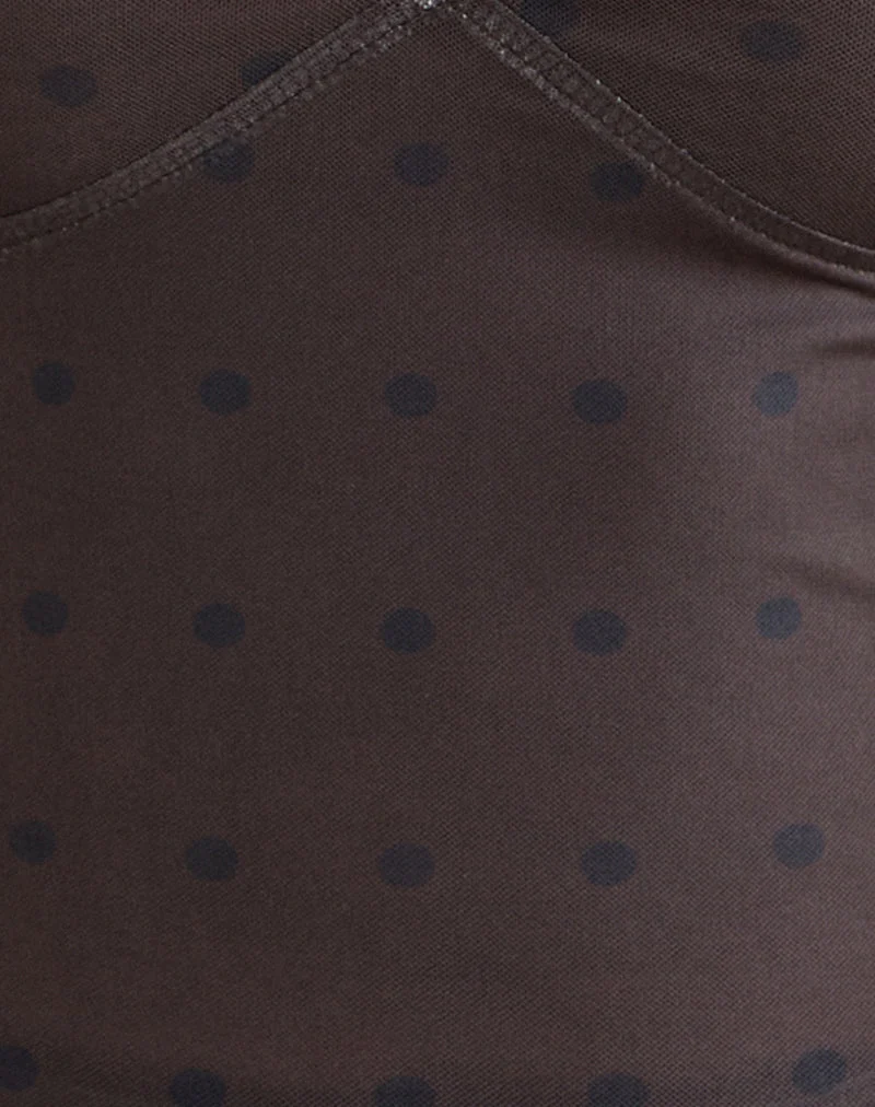 Top en maille « Rustic Polka » marron