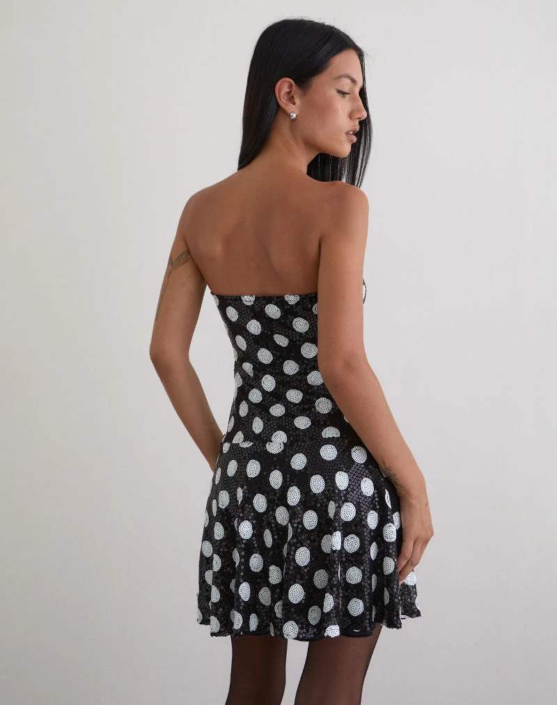 Mini robe Pipo en paillettes polka monochrome