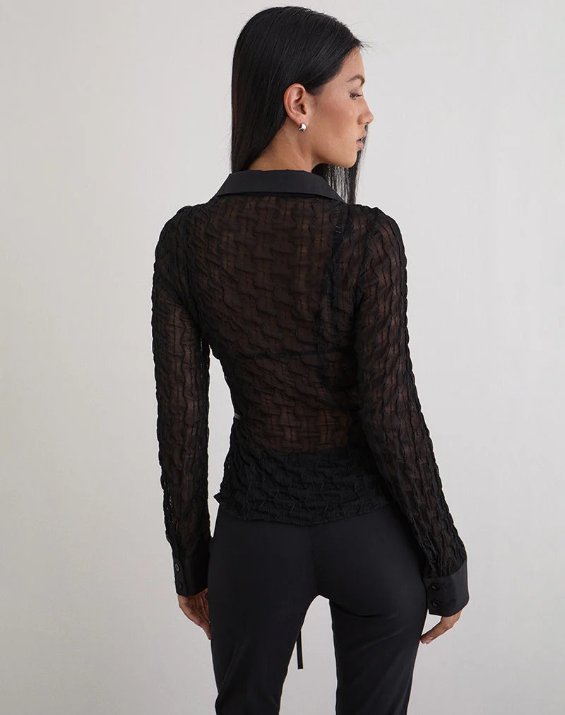 Chemise Christabel en maille texturée Noir