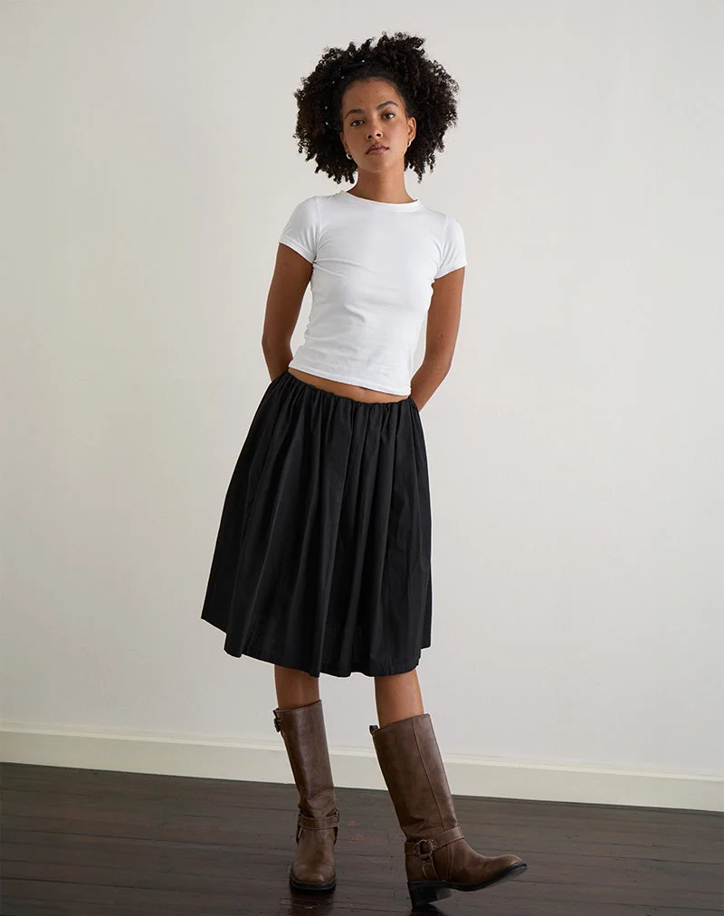Murphy Knee Length Skirt in Black