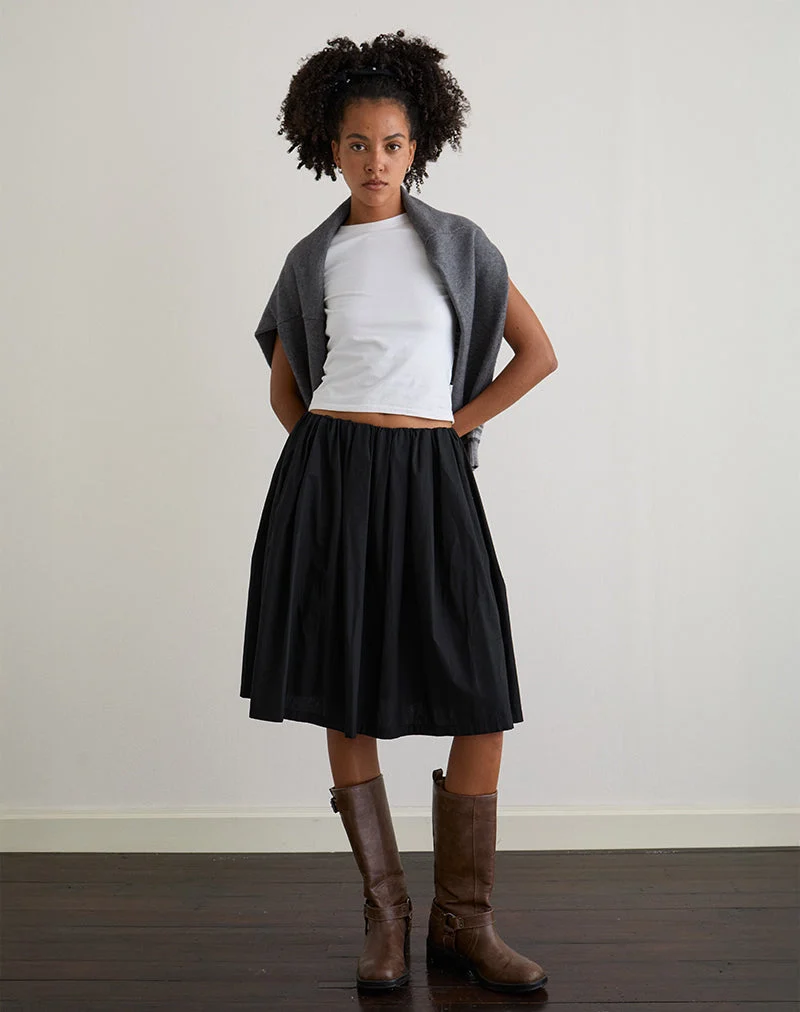 Murphy Knee Length Skirt in Black