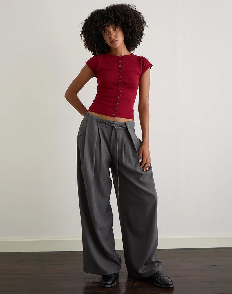 Pantalon Rivela à taille nouée en gris