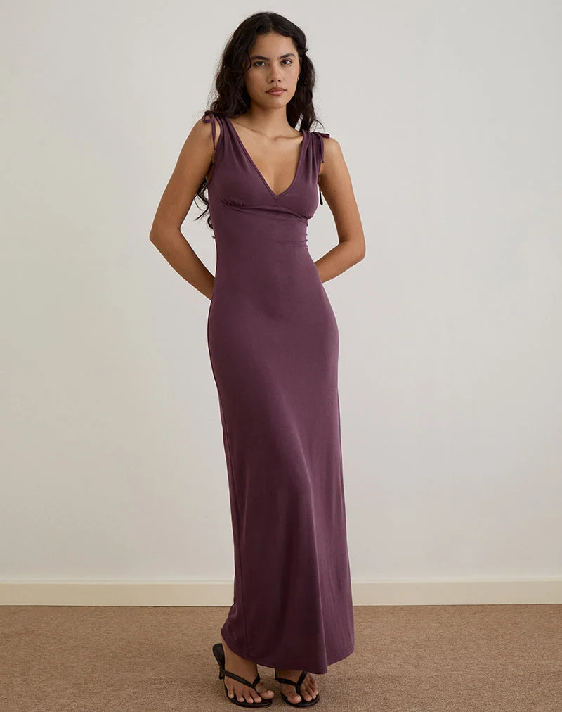 Sanyu - Robe longue plongeante en cupro - Violet foncé