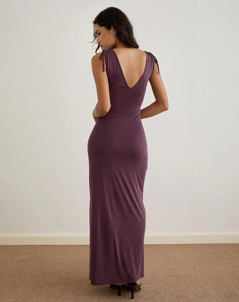 Sanyu - Robe longue plongeante en cupro - Violet foncé