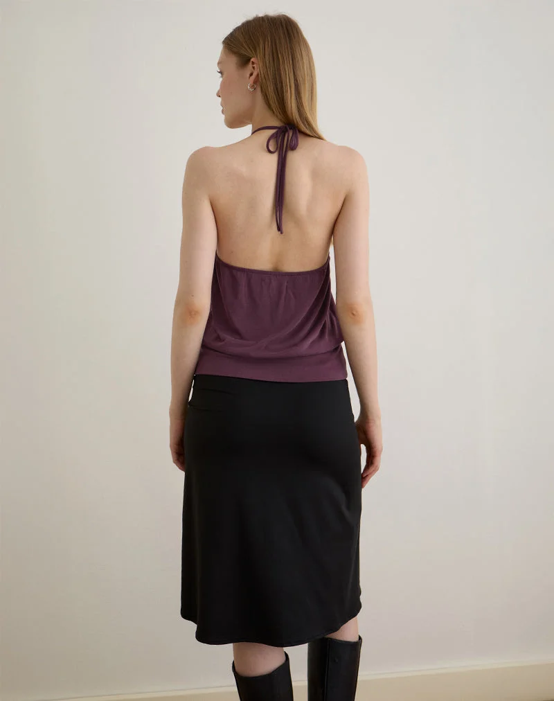 Saerin Halter Top in Cupro Deep Purple