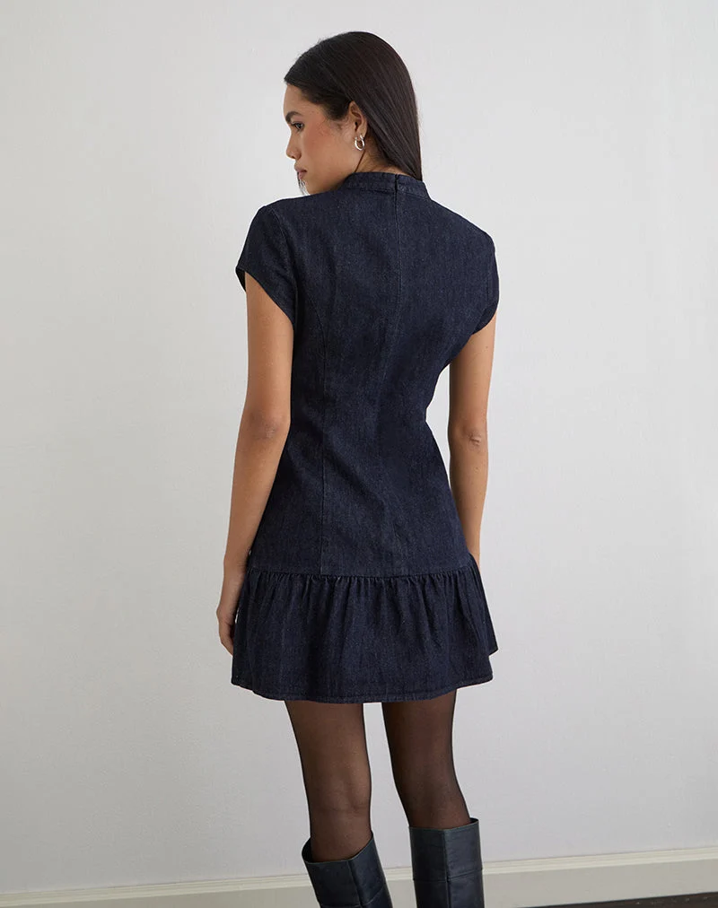 Mini-robe Manama en chambray indigo
