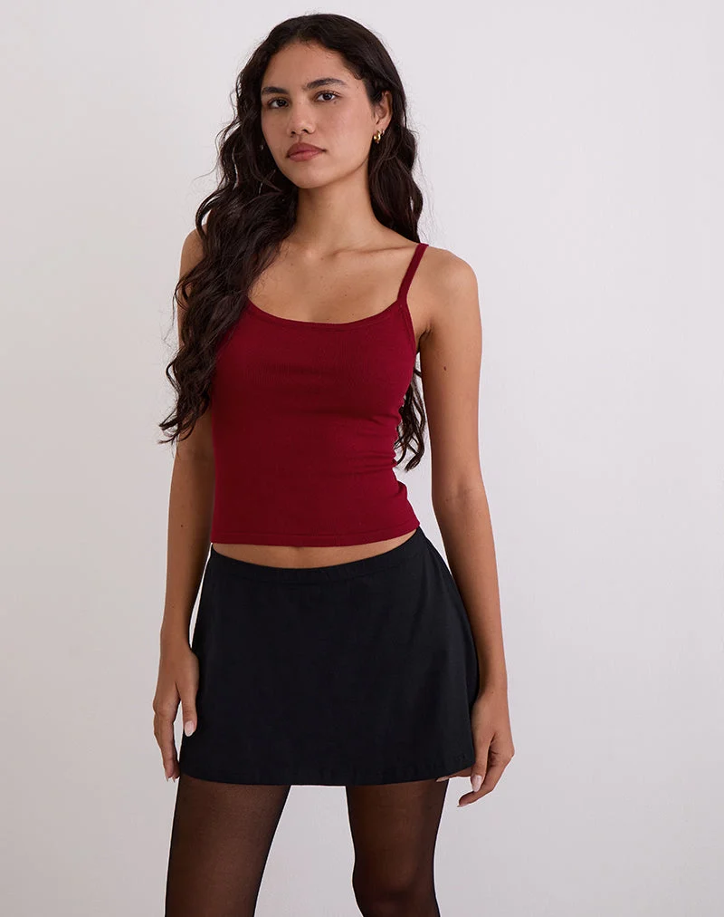 Ziva Knit Cami Vest Top in Burgundy