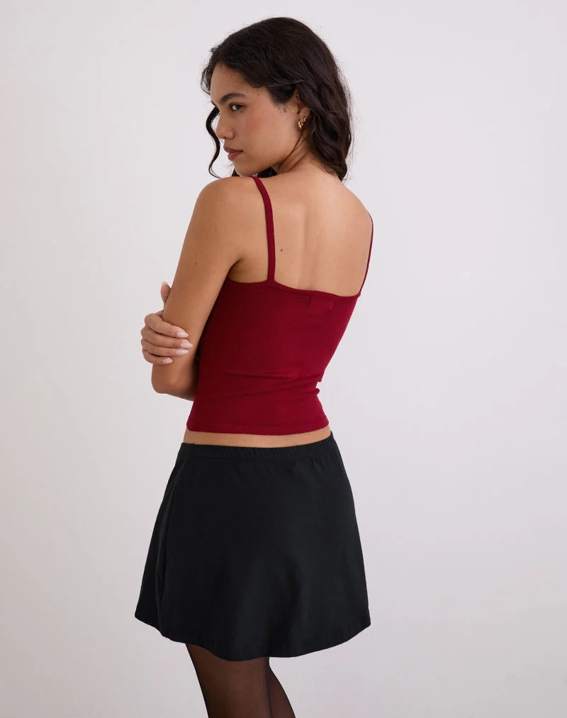 Ziva Knit Cami Vest Top in Burgundy