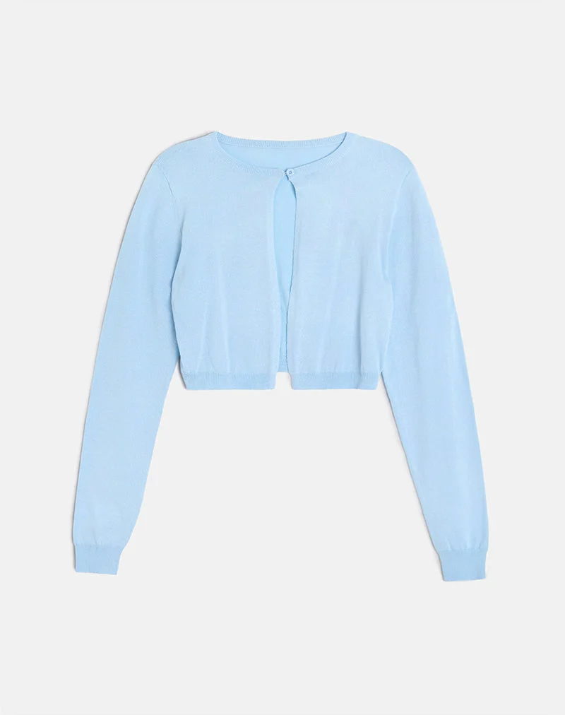 Nuha - Cardigan croisé côtelé en bleu