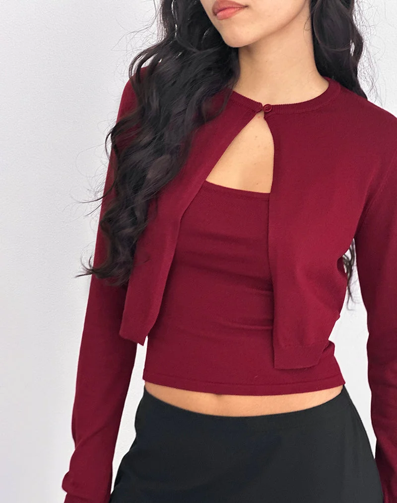 Cardigan court Nuha en bourgogne
