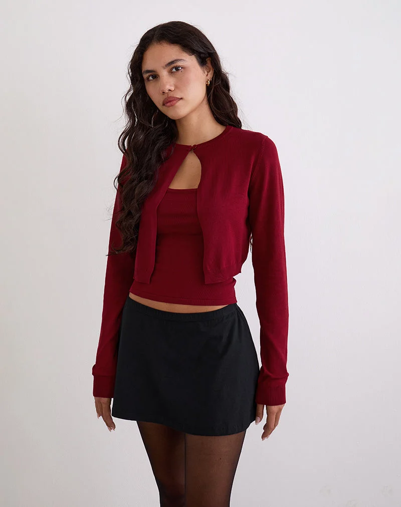 Cardigan court Nuha en bourgogne