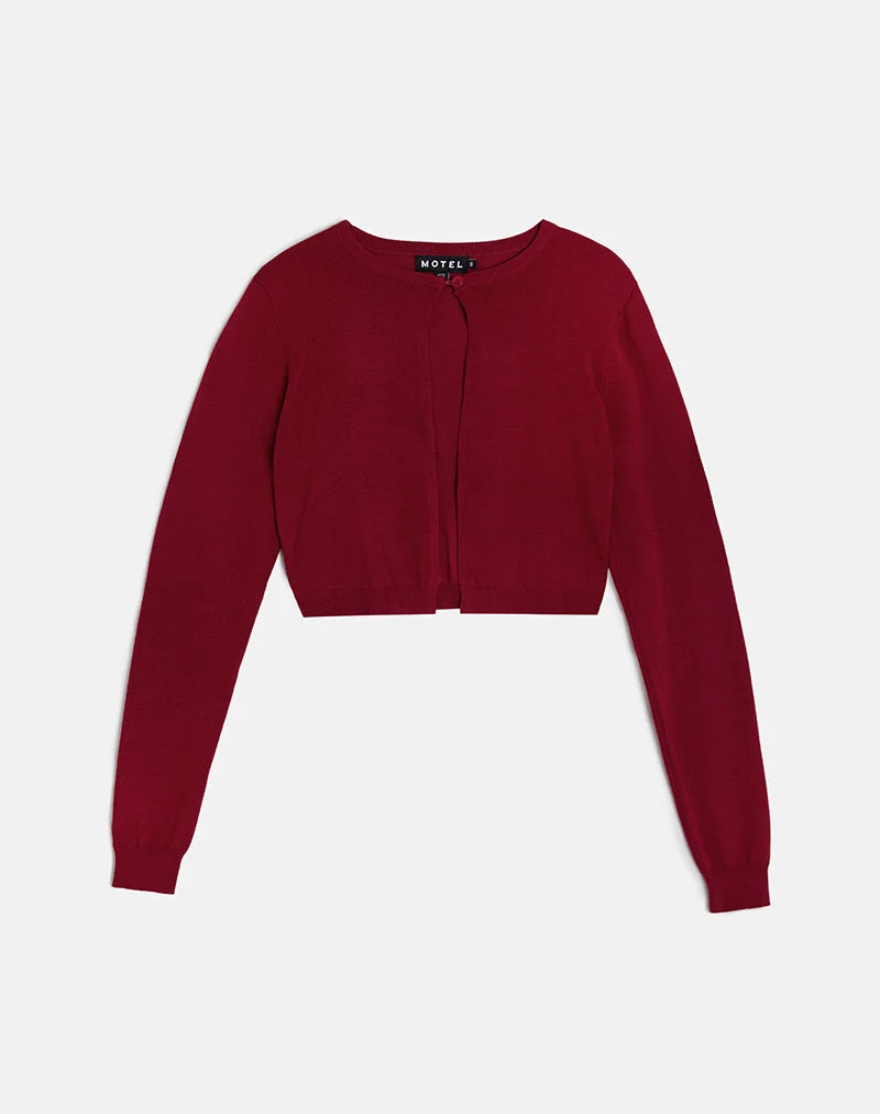 Cardigan court Nuha en bourgogne