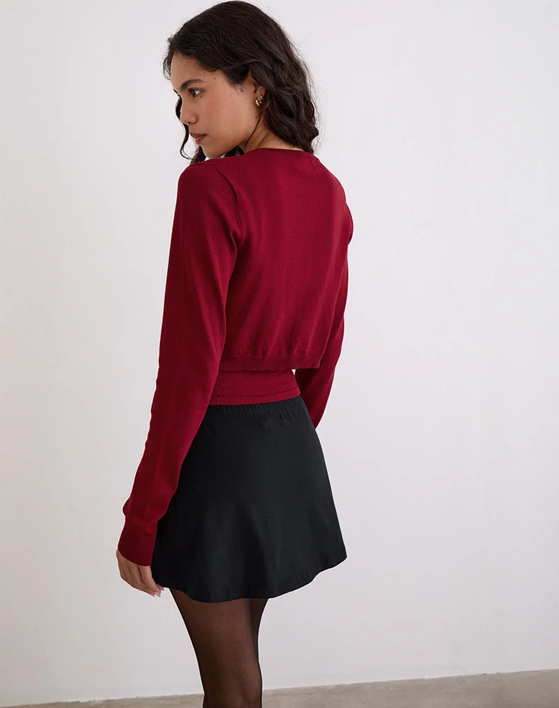 Cardigan court Nuha en bourgogne