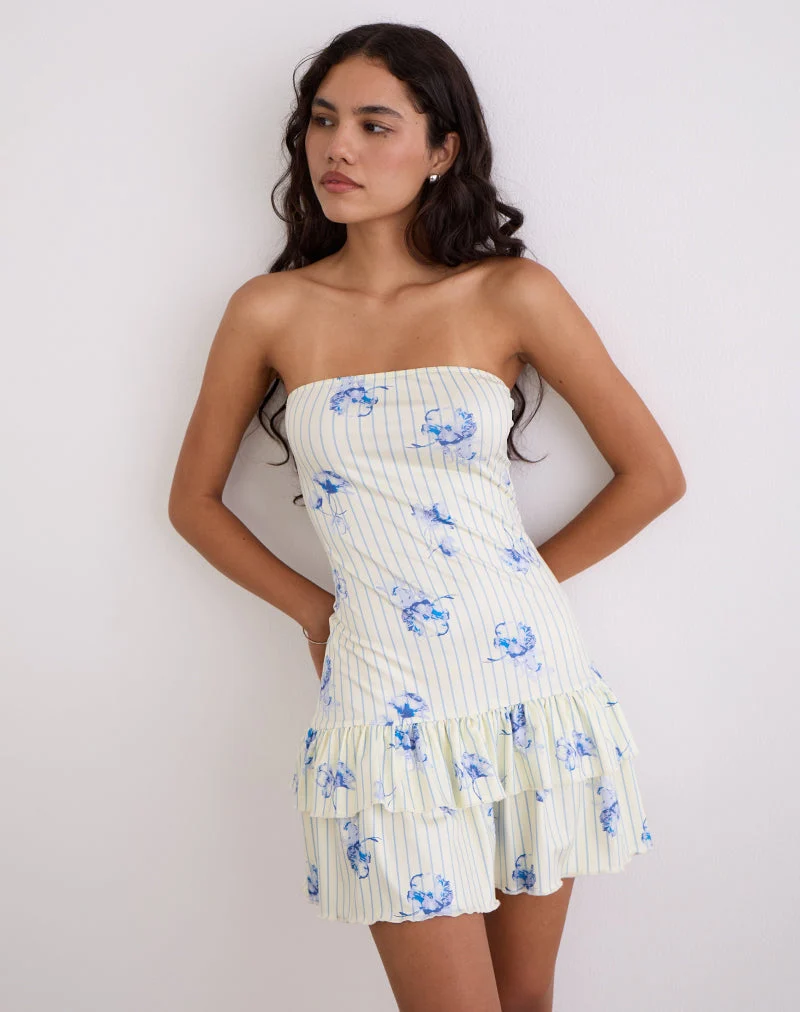 Sitav Dress in Floral Stripe Cream