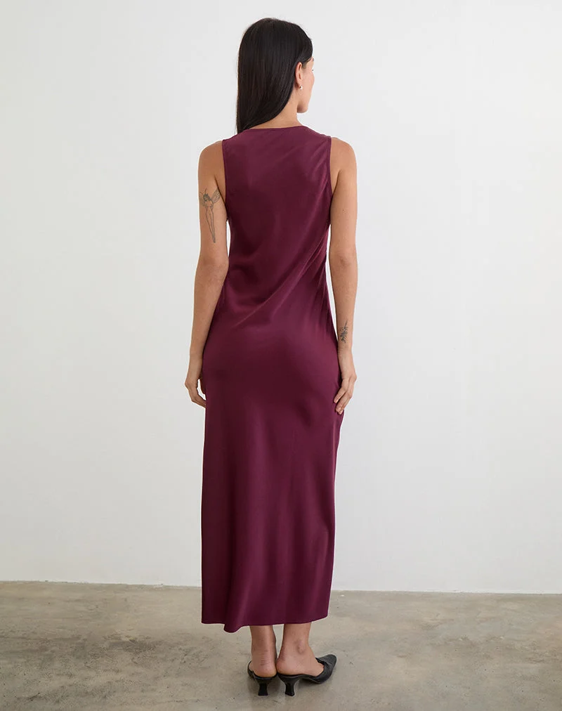 Robe longue Zarita en satin couleur Zinfandel