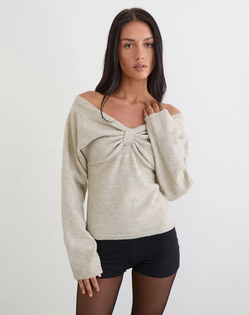 Sikuna Bow Jumper en couleur Oat