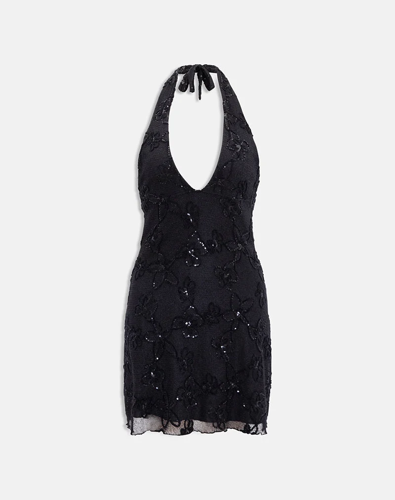 Mini-robe Codami en maille à paillettes noire