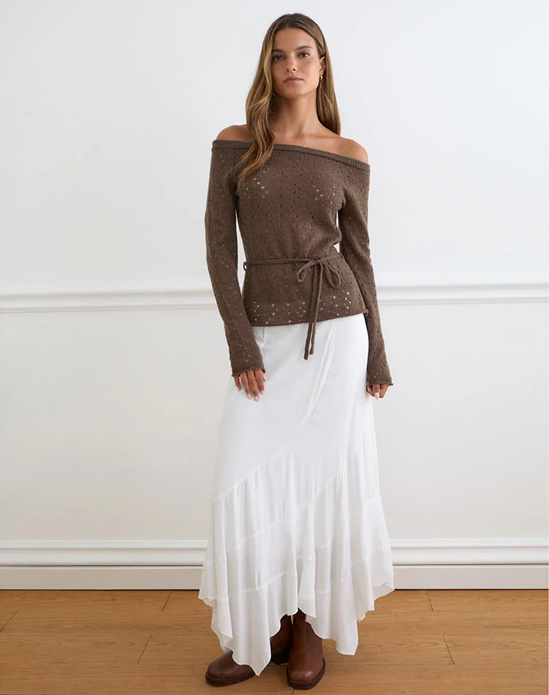 Haut à manches longues Arutala en tricot marron