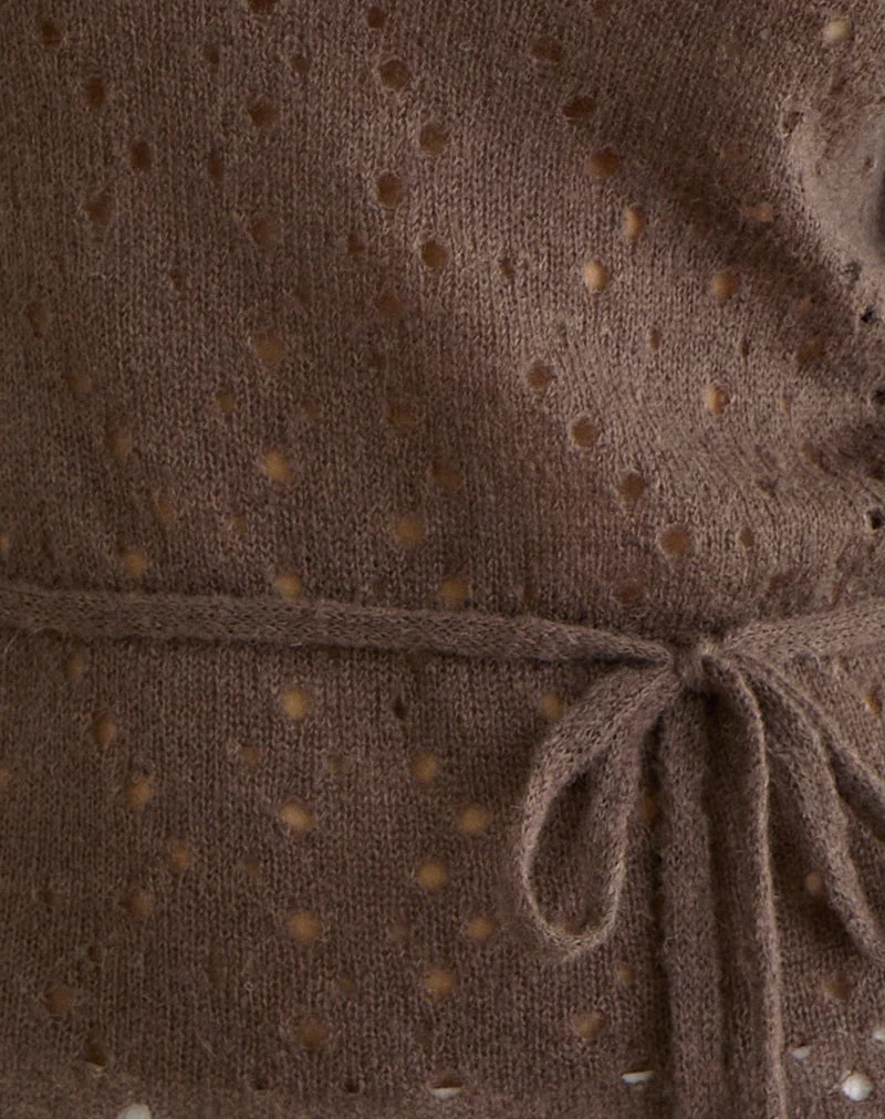 Haut à manches longues Arutala en tricot marron