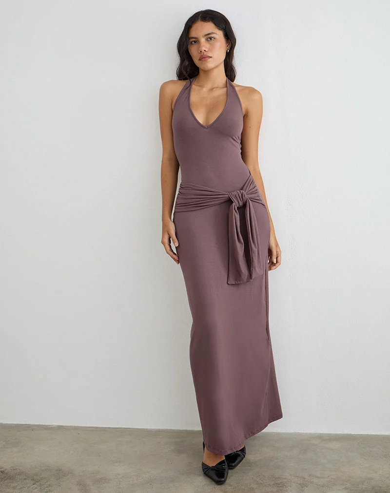 Robe longue Rohesia couleur taupe foncé