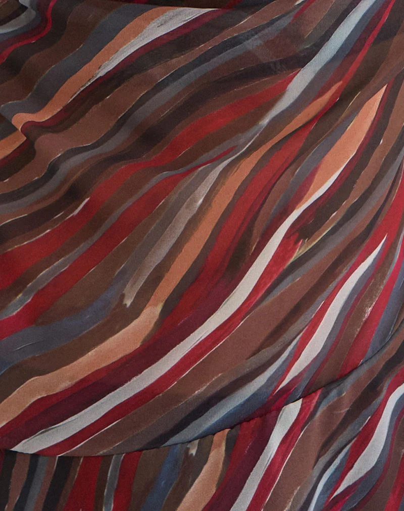 Haut à col roulé Nakiya en mousseline à rayures ombrées style années 70