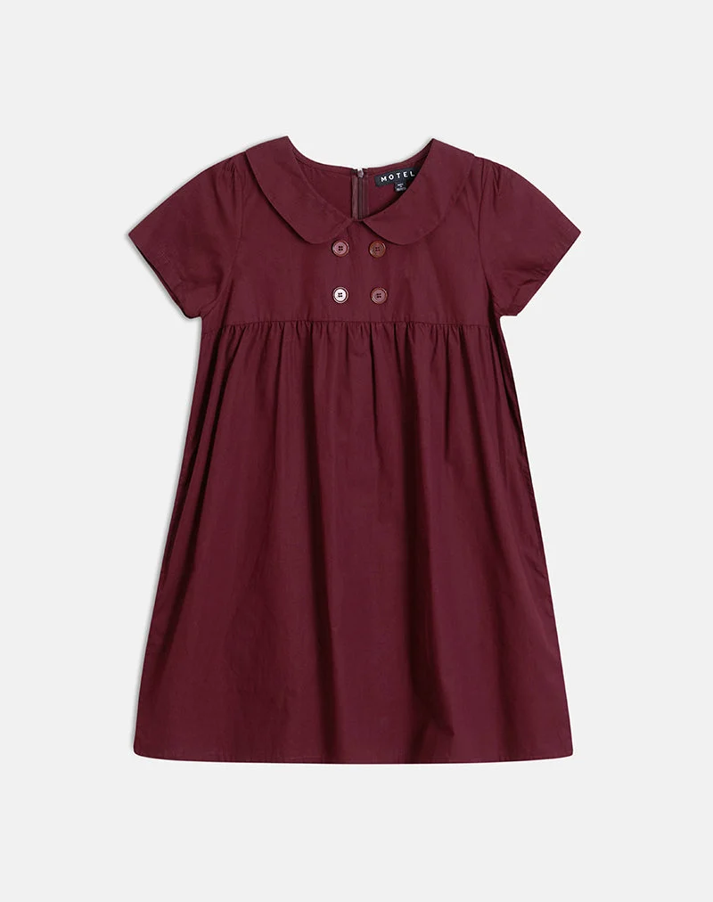 Mini-robe babydoll Imiraty en popeline bordeaux